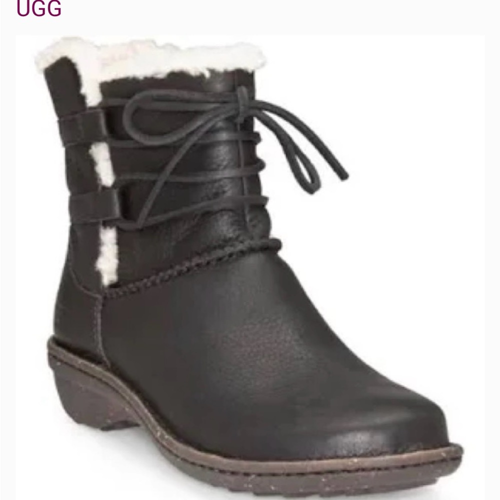 UGG Women's Black Winter Boots with White Trim